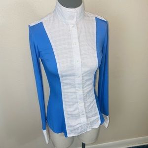 Le fash women’s XS long sleeve blue white blouse